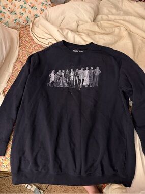 Taylor Swift Navy Crewneck Sweatshirt with Grayscale Tour Graphic